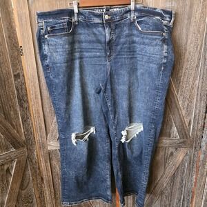 Torrid Jeans Women's Size 26R Dark Wash Ripped Perfect‎ Wide Leg Vintage Stretch